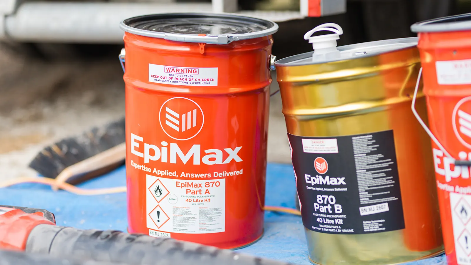 EpiMax 870 Part A and Part B epoxy kit used for flake floor coatings