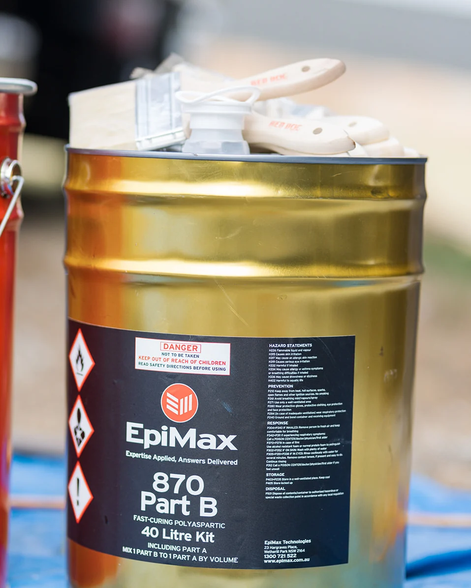 EpiMax 870 Part B 40 litre epoxy hardener tin on site
